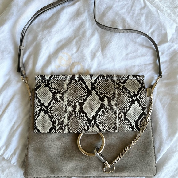 Chloe Faye Shoulder Bag Calfskin with Python Pattern Limited Edition - Picture 6 of 12